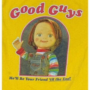 Chucky Good Guys T Shirt Small Yellow Spencer's Child's Play Horror Movie Tee
